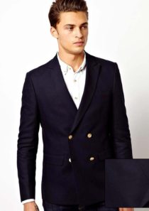 ASOS Slim Fit Double Breasted Blazer With Gold Buttons