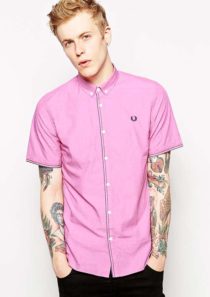 Fred Perry Shirt with Contrast Stitch with Short Sleeve