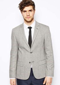 River Island Checked Blazer Wool Blend